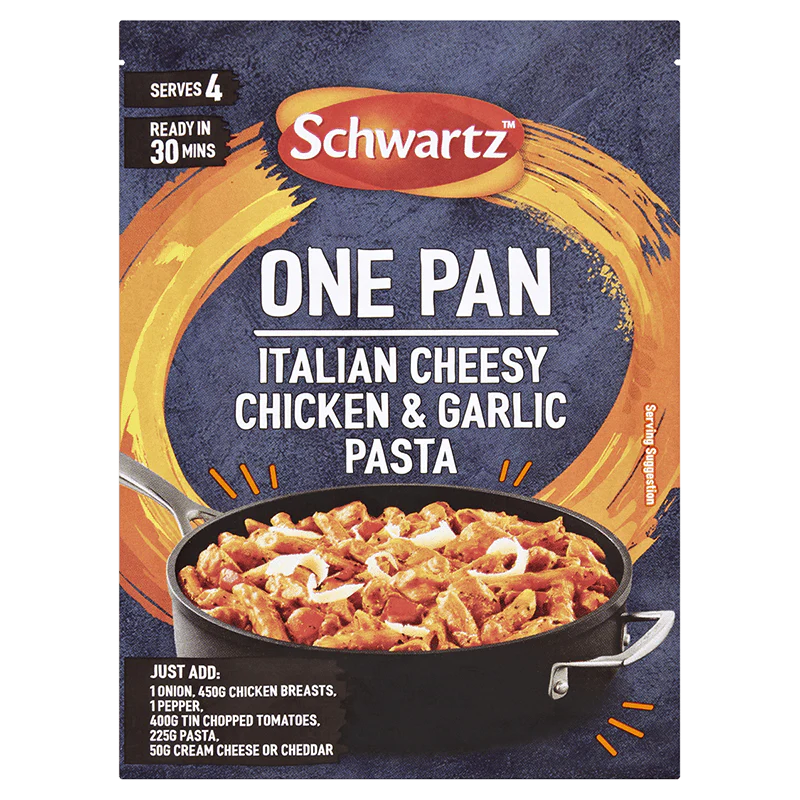 One Pan Italian Cheesy Chicken & Garlic Pasta